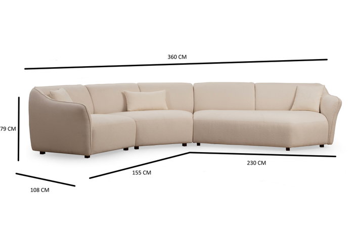 Atelier Del Sofa Mentıs Corner 5 (L1+Cx+2Xr) Crema